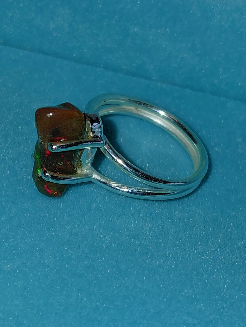 Fire Ethiopian Opal Sterling Silver Ring Size 7.25
